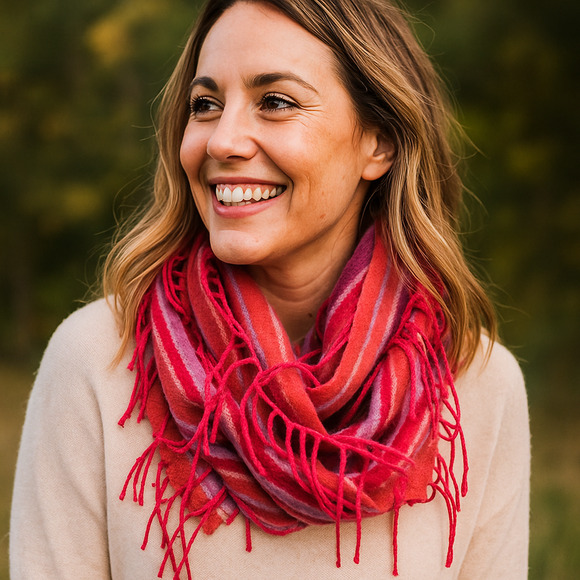 Victoire Mathieu Accessories - Vintage Victoire Mathieu Paris Scarf Pink Purple Fringe 8x64 Wool Blend France